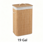 19 Gallon Bamboo Laundry Hamper with Lid & Removable Washable Liner, Foldable Dirty Clothes Basket with Side Handles for Bedroom Bathroom-Natural - Image 4