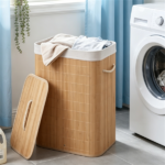 19 Gallon Bamboo Laundry Hamper with Lid & Removable Washable Liner, Foldable Dirty Clothes Basket with Side Handles for Bedroom Bathroom-Natural - Image 5