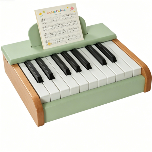 18-Key Wooden Kids Piano with Music Stand, Pastel Color Toddler Musical Toy, Educational Keyboard Instrument Gift for Boys Girls Ages 3+ Green