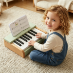 18-Key Wooden Kids Piano with Music Stand, Pastel Color Toddler Musical Toy, Educational Keyboard Instrument Gift for Boys Girls Ages 3+ Green - Image 5