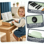18-Key Wooden Kids Piano with Music Stand, Pastel Color Toddler Musical Toy, Educational Keyboard Instrument Gift for Boys Girls Ages 3+ Green - Image 7