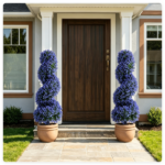 2 Pack Realistic Lifelike Faux Spiral Plant, All-Weather PE Artificial Flower Shrub for Indoor Outdoor Home Garden Decoration - Purple - Image 3