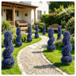 2 Pack Realistic Lifelike Faux Spiral Plant, All-Weather PE Artificial Flower Shrub for Indoor Outdoor Home Garden Decoration - Purple - Image 6