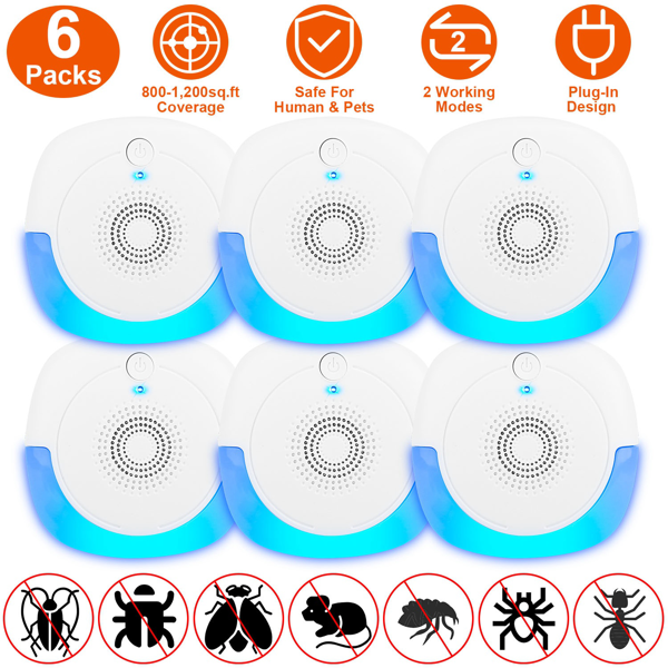 10004987_1 2026 Upgraded Ultrasonic Pest Repeller, Plug-in Insect Rodent Repellent with Dual Working Modes, 800-1200 Sq.ft Coverage, Safe for Human & Pets, for Mouse Roach Spider Mosquito Ant - Image 1