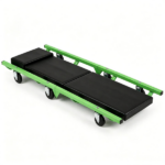 Foldable Automotive Mechanic Creeper with Thick EVA Foam PU Leather Cushion, 6 Universal Rolling Wheels Heavy Duty Metal Frame 330 LBS Capacity Low Profile Garage Repair Seat Black Green