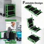 Foldable Automotive Mechanic Creeper with Thick EVA Foam PU Leather Cushion, 6 Universal Rolling Wheels Heavy Duty Metal Frame 330 LBS Capacity Low Profile Garage Repair Seat Black Green - Image 6