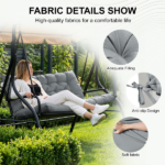 Outdoor Swing Cushions 70 Inch, Waterproof 4" Thick Porch Swing Cushion Replacement with Backrest and Ties, Comfortable 2-3 Seat Pation Swing Pad for Backyard, Garden, Lawn, Outdoor Furniture Light grey - Image 6
