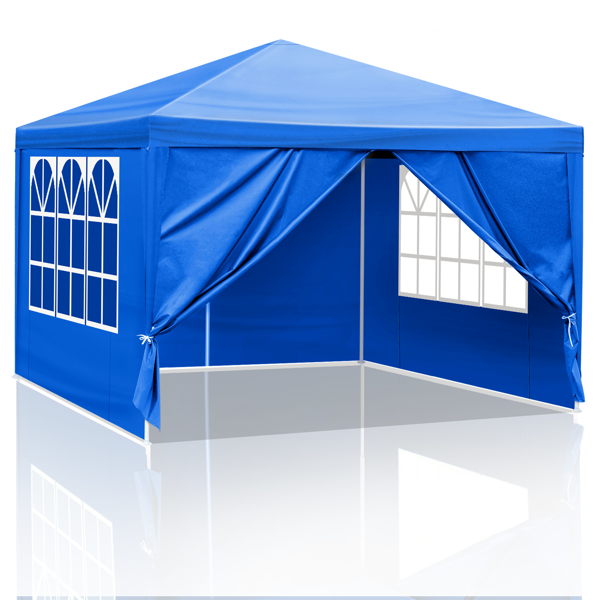 12438068_1 Same Code 44225798 10'x10' Gazebo Waterproof Outdoor Canopy Patio Tent Party Tent for Wedding BBQ Cater, Blue - Image 1