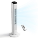 US Standard RTW-GR36 Tower Fan, 110V 45W, 36 Inch, Column Shape, White Plastic Body, Copper Motor, Touch & Remote Control, 3 Speeds, 3 Modes, Oscillating Function, 9-Hour Timer, For Home Use