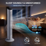 US Standard RTW-GR36 Tower Fan, 110V 45W, 36 Inch, Column Shape, White Plastic Body, Copper Motor, Touch & Remote Control, 3 Speeds, 3 Modes, Oscillating Function, 9-Hour Timer, For Home Use - Image 6