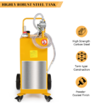 30 Gallon Gas Caddy Tank Storage Drum Gasoline Diesel Fuel Transfer with universal wheel Bright Yellow JGC30 RAL1003 - Image 4