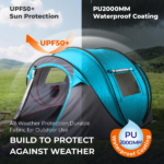 4 Person Pop Up Tent for Camping, Waterproof Instant Family Tent with Front Awning, Automatic Tent Throw Pop Up Instant Flip Pop Tent for Camping, Blue - Image 8