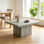 Gray Wood Grain Center Table – Square Coffee Table with 1.6" Thick Sturdy Tabletop - Image 6