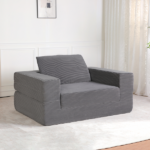 Compression Human Dog Sofa Bed for Adult & Pets,Modern Floor Couch With Pillow for Living Room Bedroom,Corduroy Fabric,No Assembly Required,Dark Grey - Image 4