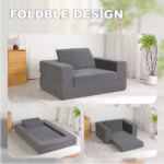 Compression Human Dog Sofa Bed for Adult & Pets,Modern Floor Couch With Pillow for Living Room Bedroom,Corduroy Fabric,No Assembly Required,Dark Grey - Image 8