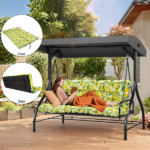 Outdoor Swing Cushions 63 Inch, Waterproof 4" Thick Porch Swing Cushion Replacement with Backrest and Ties, Comfortable 2-3 Seat Pation Swing Pad for Backyard, Garden, Lawn, Outdoor Furniture Caisu - Image 6