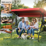 Outdoor Swing Cushions 63 Inch, Waterproof 4" Thick Porch Swing Cushion Replacement with Backrest and Ties, Comfortable 2-3 Seat Pation Swing Pad for Backyard, Garden, Lawn, Outdoor Furniture Caisu - Image 7