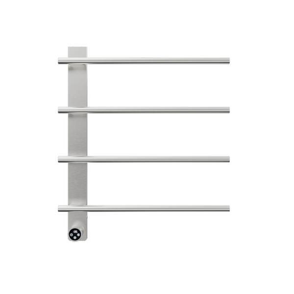Brushed Nickel Heated Towel Rack for Bathroom,Wall Mounted with Intelligent Touch Screen Timer, 4-Bar Towel Warmer, 304 Stainless Steel Polished, Plug-in/Hard-Wired[Unable ship on weekends, TK/TEMU only for pickup, only TX10643 warehouse supports GOFO]