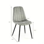 Set of 4 Mid-Century Modern Upholstered Dining Chairs, High Resilience Sponge Curved Seat Sturdy Metal Frame X-Brace Reinforcement Adjustable Floor Pads 330 LBS Capacity Kitchen Side Chairs - Gray - Image 4
