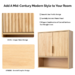 2-Door 3-Tier Slatted Bathroom Wall Cabinet 24.49"*22.83"*8.07 Oak - Image 4