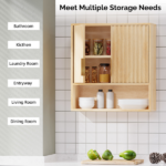 2-Door 3-Tier Slatted Bathroom Wall Cabinet 24.49"*22.83"*8.07 Oak - Image 7