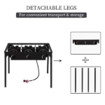 Replace 15455210 Outdoor Camp Stove High Pressure Propane Gas Cooker Portable Cast Iron Patio Cooking Burner (Three Burner 225000-BTU) - Image 5