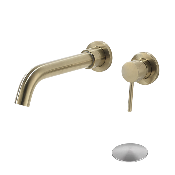 Wall Mounted Bathroom Sink Single Lever Handle Faucet with Pop-Up Drain (No Overflow)