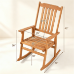 Solid Acacia Wood Outdoor Rocking Chair, Heavy Duty 400LBS Capacity Porch Rocker with Slatted Back for Backyard Deck Garden - Image 8