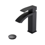 Waterfall Spout Bathroom Sink Single Handle Faucet with Pop-Up Drain (with Overflow) - Image 2