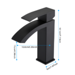 Waterfall Spout Bathroom Sink Single Handle Faucet with Pop-Up Drain (with Overflow) - Image 3