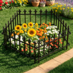 Black Foldable Garden Border Fence, 5 Pack No Dig Animal Barrier, Decorative Metal Fencing for Lawn Pathway Outdoor Landscaping - Image 4