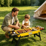 Foldable Portable Charcoal BBQ Grill with Dual Foldable Side Shelves, Stainless Steel Cooking Grate Compact Camping Grill for Backyard Beach Tailgate Cooking - Image 4