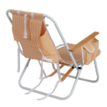 4-Position Adjustable Backpack Beach Chair, Foldable Rustproof Aluminum Frame Lounge Chair with Wooden Armrest, Side Storage Pockets & Detachable Pillow, 24"×22"×37" Outdoor Patio Camping Lawn Chair Holds up to 265 LBS, Orange White Vertical Stripe - Image 4