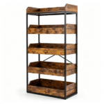 5-Tier Industrial Storage Rack with 4 Drawers, Metal & Engineered Wood Kitchen Pantry Organizer with Anti-Tipping Kit - Image 2