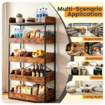 5-Tier Industrial Storage Rack with 4 Drawers, Metal & Engineered Wood Kitchen Pantry Organizer with Anti-Tipping Kit - Image 7