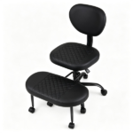 Cross Legged Meditation Office Chair with 360° Rotatable Footrest, Height Adjustable Ergonomic Faux Leather Desk Chair with Rolling Casters - Image 6