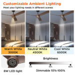 52 Inch Ceiling Fans with Lights Led Remote Control Low Profile Flush Mount for Living Room Bedroom Outdoor Patio,DC Motor,Reversible,Dimmable,Buzzer ON/Off, 3D-I3[Unable ship on weekends, TK/TEMU only for pickup, only TX10643 warehouse supports GOFO] - Image 4