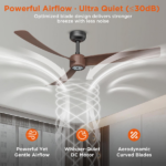 52 Inch Ceiling Fans with Lights Led Remote Control Low Profile Flush Mount for Living Room Bedroom Outdoor Patio,DC Motor,Reversible,Dimmable,Buzzer ON/Off, 3D-I3[Unable ship on weekends, TK/TEMU only for pickup, only TX10643 warehouse supports GOFO] - Image 6