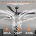 52 Inch Ceiling Fans with Lights Led Remote Control Low Profile Flush Mount for Living Room Bedroom Outdoor Patio,DC Motor,Reversible,Dimmable,Buzzer ON/Off, 3D-I3[Unable ship on weekends, TK/TEMU only for pickup, only TX10643 warehouse supports GOFO] - Image 7
