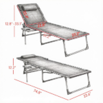 Black Outdoor Folding Chaise Lounge Chair – 5-Level Adjustable Tanning Chair, with Side Table, Pillow, Pocket - Image 4