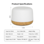 500ml Ultrasonic Essential Oil Diffuser & Humidifier with Remote, Auto-Off Timer, 7 Color Changing Night Light for Home, Office, Yoga - Image 4