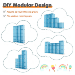 3-Cube Blue Modular Kids Closet, PP & Metal Storage Organizer with Hanging Rods, Tool-Free Assembly Baby Wardrobe for Clothes Toys Books - Image 4