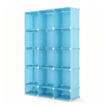 3-Cube Blue Modular Kids Closet, PP & Metal Storage Organizer with Hanging Rods, Tool-Free Assembly Baby Wardrobe for Clothes Toys Books - Image 5