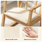 Heavy-Duty Solid Wood Rocking Chair, Ergonomic Accent Armchair with Breathable Ladder Back for Indoor Relaxation-Natural - Image 5