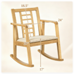 Heavy-Duty Solid Wood Rocking Chair, Ergonomic Accent Armchair with Breathable Ladder Back for Indoor Relaxation-Natural - Image 6