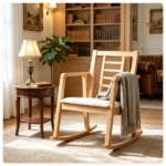 Heavy-Duty Solid Wood Rocking Chair, Ergonomic Accent Armchair with Breathable Ladder Back for Indoor Relaxation-Natural - Image 8