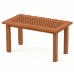 35.5" x 18" x 17" Rectangular Wooden Patio Coffee Table, Heavy Duty 130LBS Capacity Slatted Top Outdoor Table for Sofa Lounge Backyard Decor - Image 4