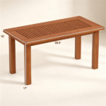35.5" x 18" x 17" Rectangular Wooden Patio Coffee Table, Heavy Duty 130LBS Capacity Slatted Top Outdoor Table for Sofa Lounge Backyard Decor - Image 5