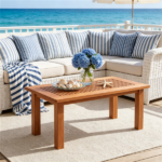 35.5" x 18" x 17" Rectangular Wooden Patio Coffee Table, Heavy Duty 130LBS Capacity Slatted Top Outdoor Table for Sofa Lounge Backyard Decor - Image 7