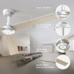 52 inch Modern Ceiling Fan with Lights,Remote Control, 3 Plywood Blades,6-Speed,Dimmable, Noiseless Reversible DC Motor,Indoor/Outdoor Ceiling Fan for Living Room Bedroom patio, 3D-X3[Unable ship on weekends, TK/TEMU only for pickup, only TX10643 warehouse supports GOFO] - Image 6